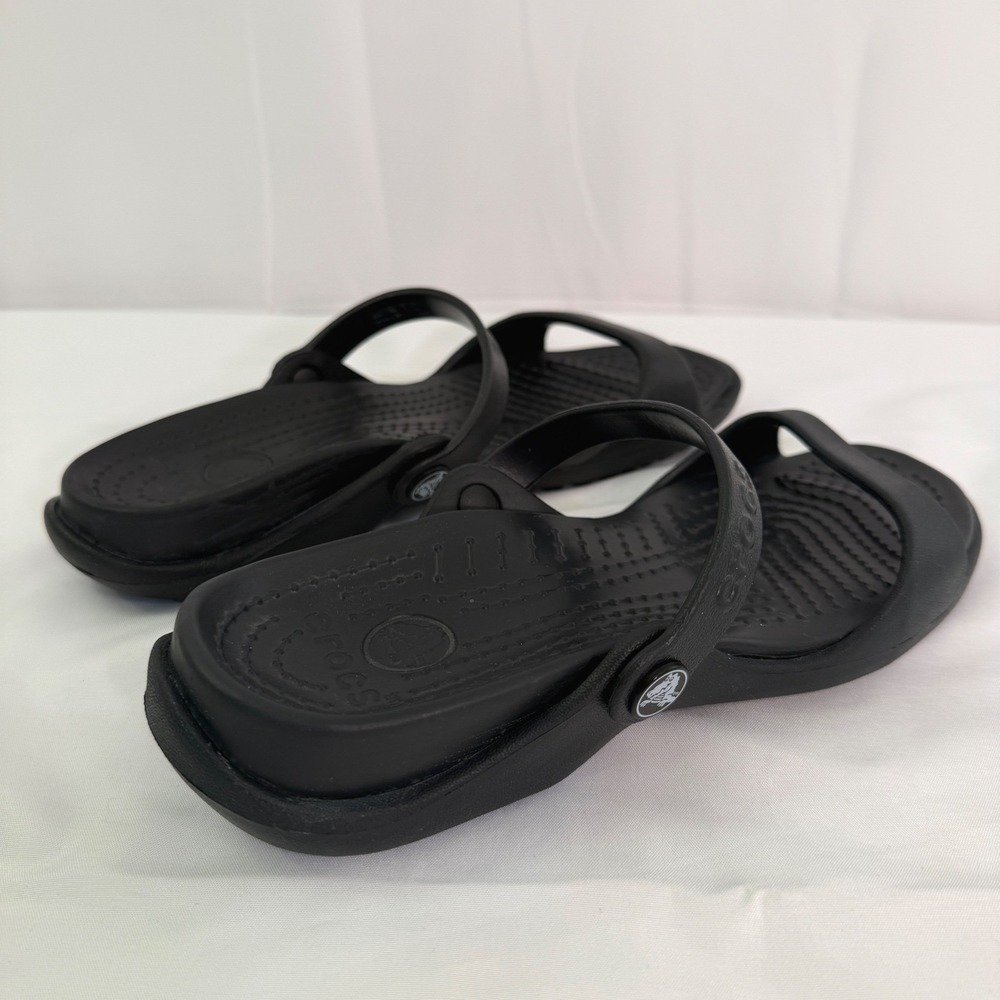 Crocs Cleo II Black Dual Strap Slide Sandals Womens Size 7 Water Friendly Shoes - Picture 9 of 16